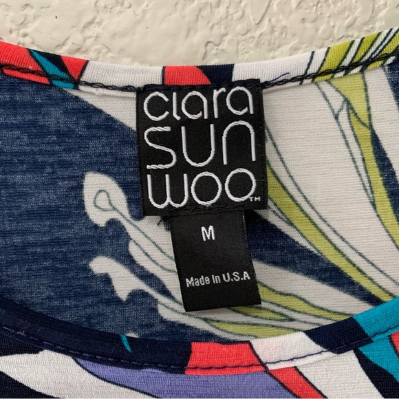 Clara Sun Woo Blouse Top Womens M Floral Asymmetrical Stretch Jersey - Picture 15 of 16